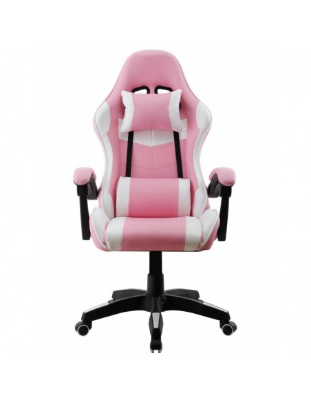 Sillón de oficina SAKHIR, racing, similpiel blanca y rosa