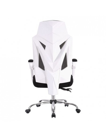 Sillón de oficina GRAZ, blanco, alto, gas, sincro, malla gris, tejido negro
