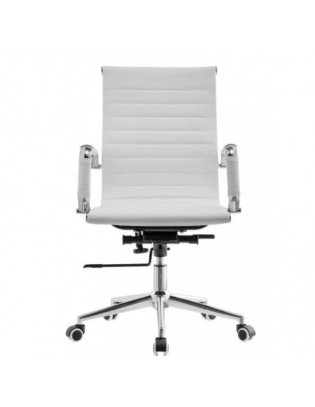 Sillón de oficina KIEV, giratorio, gas, basculante profundo, similpiel blanca