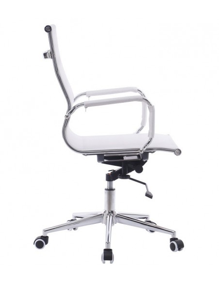 Sillón de oficina ODESA, giratorio, gas, basculante profundo, malla blanca