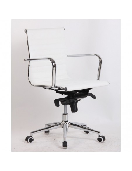 Sillón de oficina ALABAMA NEW, giratorio, similpiel blanca