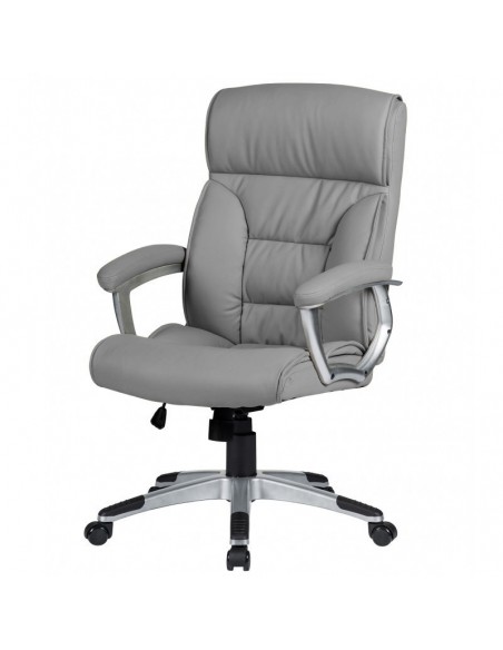 Sillón de oficina ROTERDAM, alto, gas, basculante, similpiel gris claro