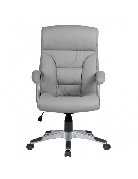 Sillón de oficina ROTERDAM, alto, gas, basculante, similpiel gris claro