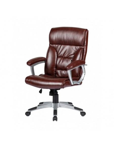 Sillón de oficina ROTERDAM, alto, gas, basculante, similpiel marrón