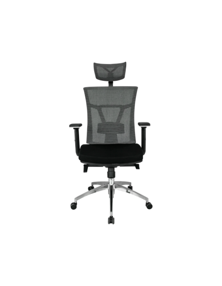 Sillón de oficina OSAKA, ergonómico, syncro, malla gris, asiento tejido negro