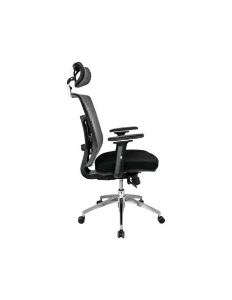Sillón de oficina OSAKA, ergonómico, syncro, malla gris, asiento tejido negro