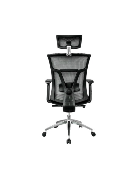 Sillón de oficina OSAKA, ergonómico, syncro, malla gris, asiento tejido negro