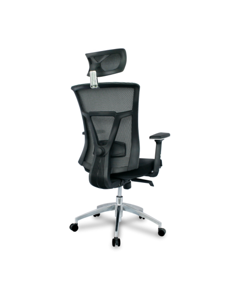 Sillón de oficina OSAKA, ergonómico, syncro, malla gris, asiento tejido negro