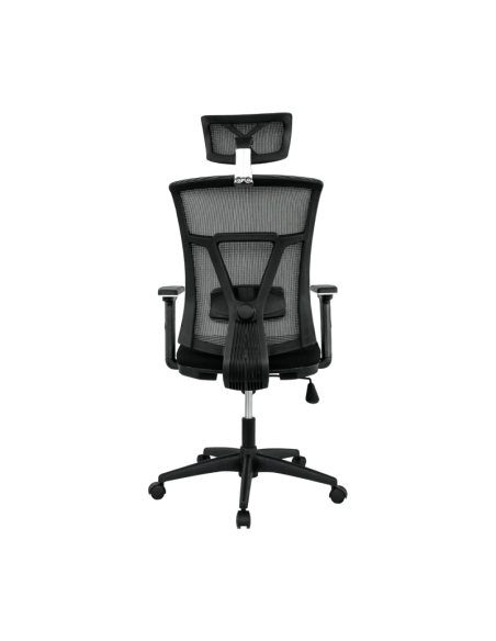 Sillón de oficina KABUL, ergonómico, basculante, malla gris, asiento tejido negro