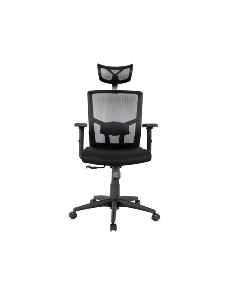 Sillón de oficina NAIROBI, ergonómico, syncro, malla negra, asiento tejido negro