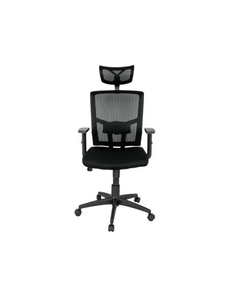 Sillón de oficina ESTAMBUL, ergonómico, basculante, malla negra, asiento tejido negro