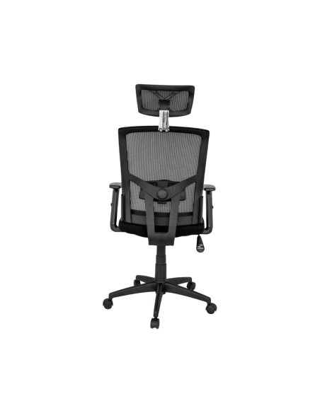Sillón de oficina ESTAMBUL, ergonómico, basculante, malla negra, asiento tejido negro