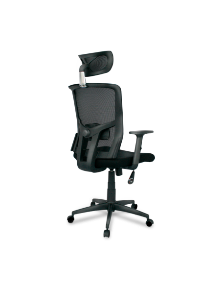 Sillón de oficina ESTAMBUL, ergonómico, basculante, malla negra, asiento tejido negro