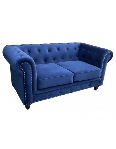 Sofá CHESTER PREMIUM, 2 plazas, tapizado velvet azul navy