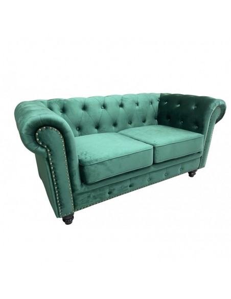 Sofá CHESTER PREMIUM, 2 plazas, tapizado velvet esmeralda