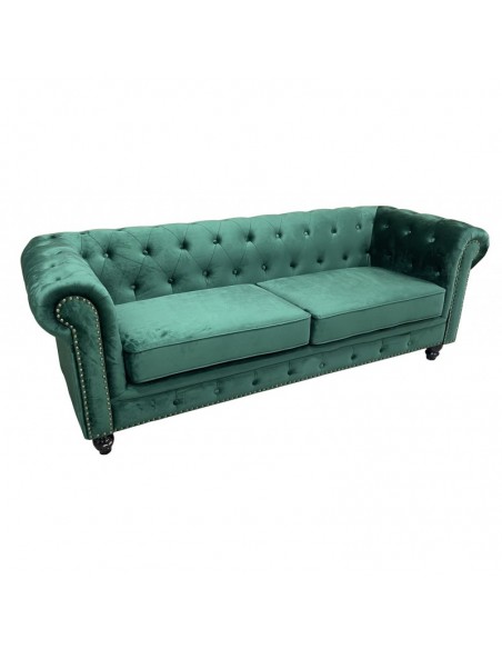 Sofá CHESTER PREMIUM, 3 plazas, tapizado velvet esmeralda