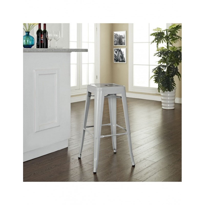 Taburete TOL, acero, blanco