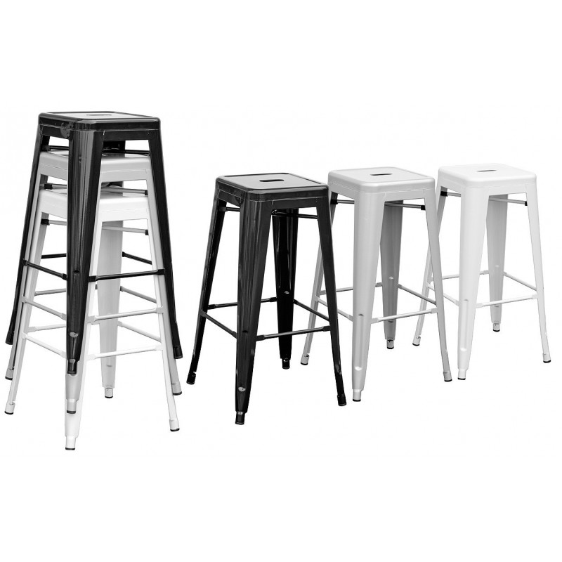 Taburete TOL, acero, blanco