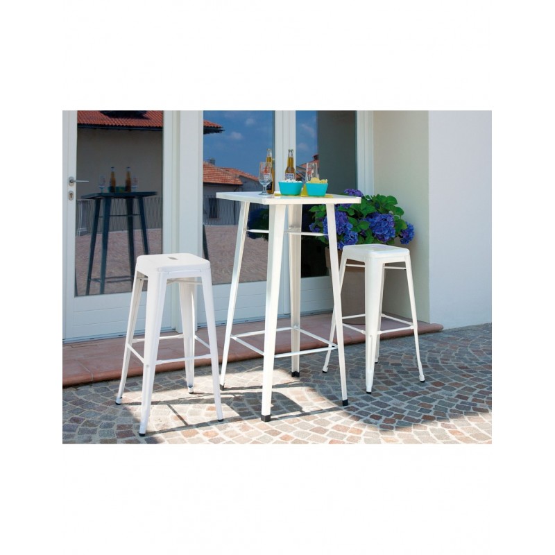 Taburete TOL, acero, blanco