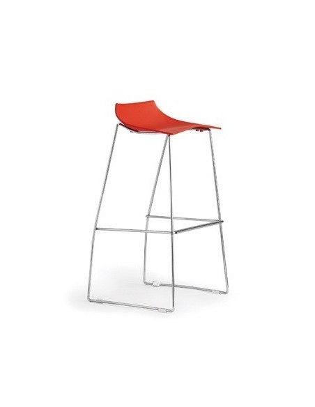 Taburete AROSA, cromado, polipropileno rojo