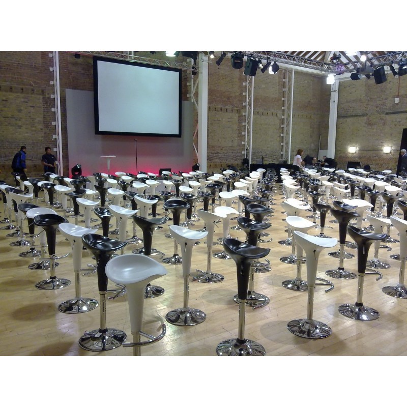 Taburete NORMAN ( L ), cromado, abs blanco