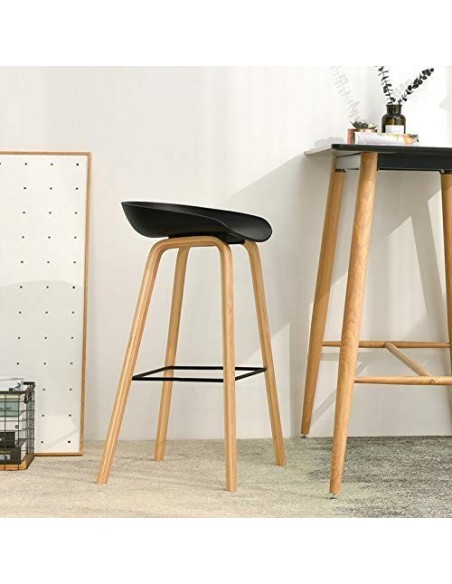 Taburete DANTE NEW, metal, polipropileno negro