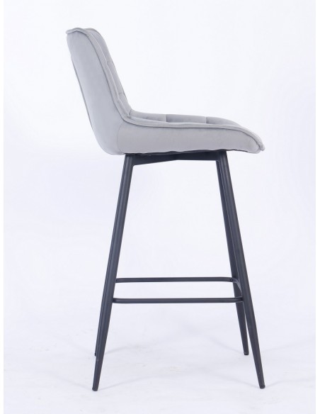 Taburete FABIO, metal, tapizado velvet 19 gris
