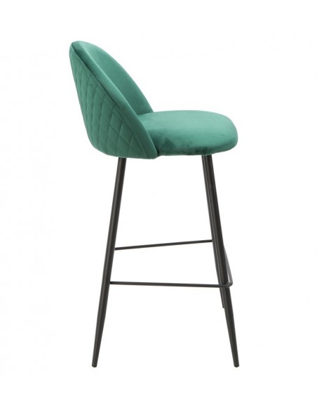 Taburete MAGDA, metal, tapizado velvet verde