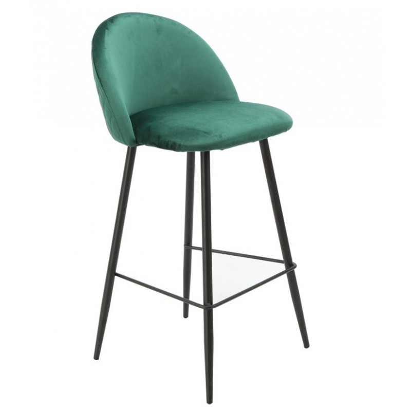Taburete MAGDA, metal, tapizado velvet verde