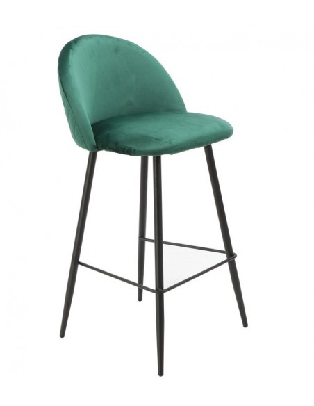 Taburete MAGDA, metal, tapizado velvet verde