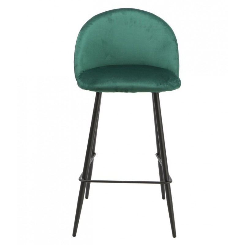 Taburete MAGDA, metal, tapizado velvet verde