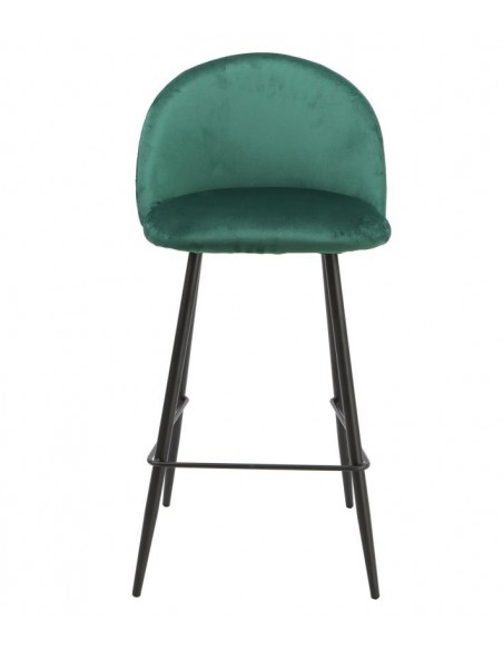 Taburete MAGDA, metal, tapizado velvet verde
