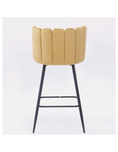 Taburete RAMSES, metal, tapizado velvet amarillo