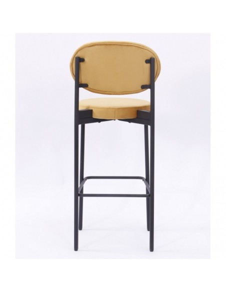 Taburete KEOPS, metal, tapizado velvet amarillo