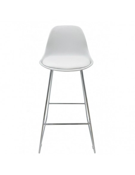 Taburete TOWER FIBB, cromado, carcasa y tapizado blanco