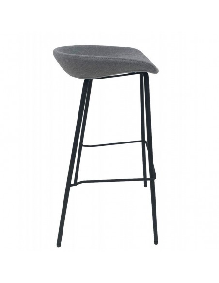 Taburete KIEL, metal, tapizado tejido gris claro