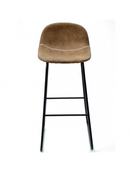 Taburete MOSS NEW, metal, similpiel marrón oscuro
