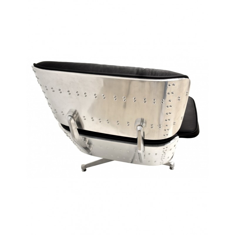 Butaca con ottoman EA, aluminio, base pulida,...