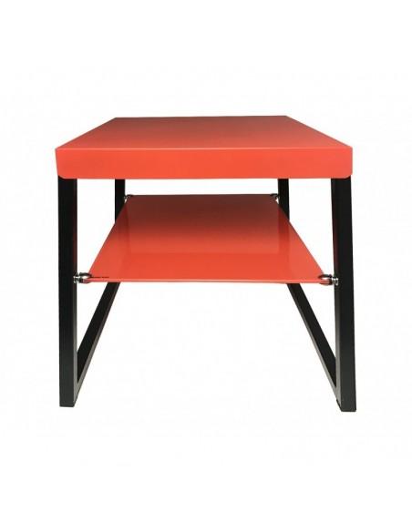 Mesa KIHA, baja, multiusos, metal y cristal naranja