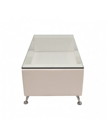 Mesa KATE, baja, cristal, blanca, 120x60 cms