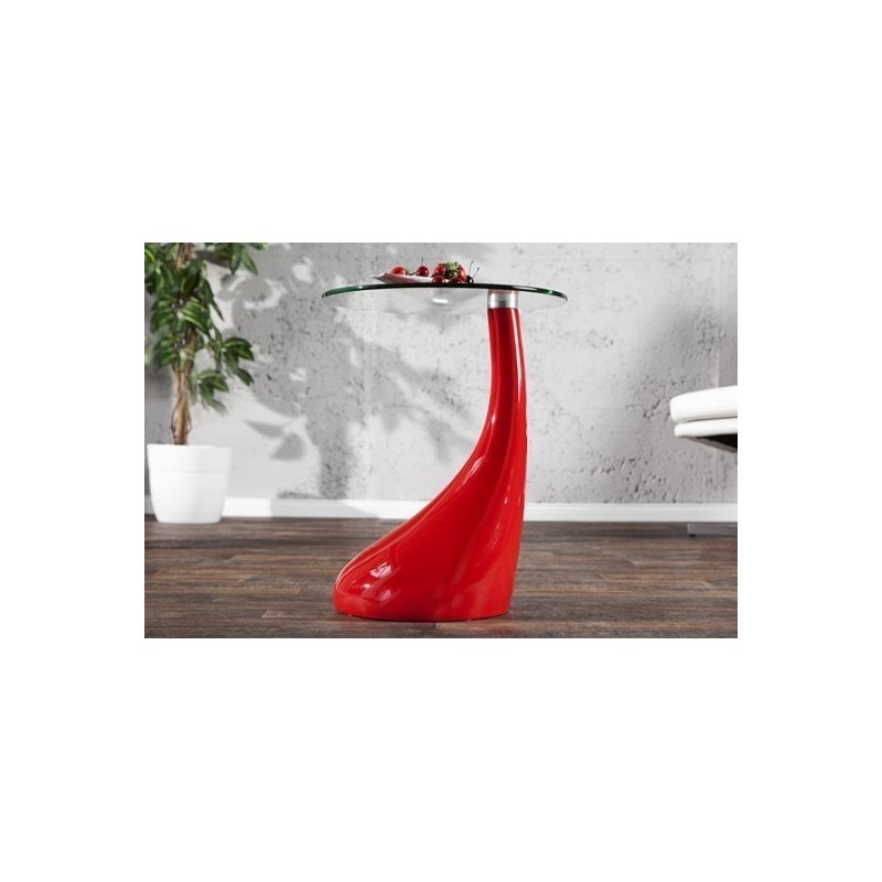 Mesa PEAR NEW, baja, roja, cristal, 50 cms de...
