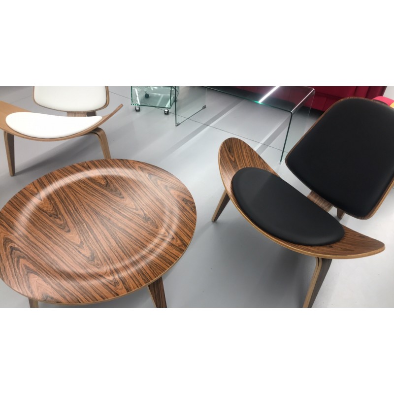 Mesa AME, baja, madera curvada, palo rosa