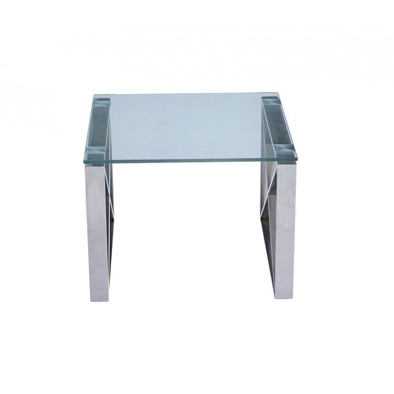 Mesa VENUS, baja, acero inoxidable, cristal,...