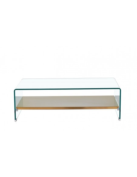 Mesa POITIERS, baja, estante, cristal, 110x55 cms