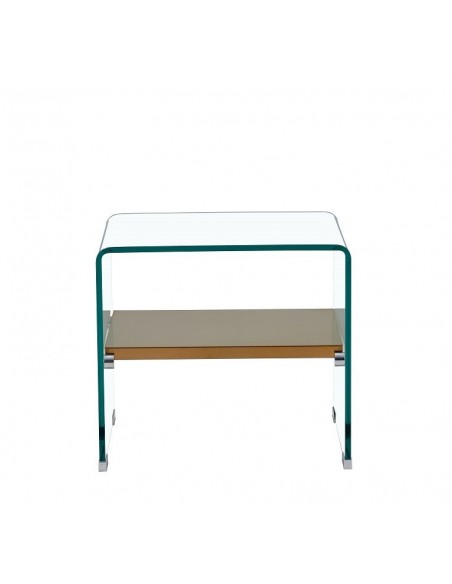 Mesa POITIERS, baja, estante, cristal, 50 x 40 cms