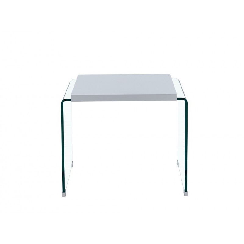 Mesa ARISTON, baja, lacada blanca, cristal, 60...