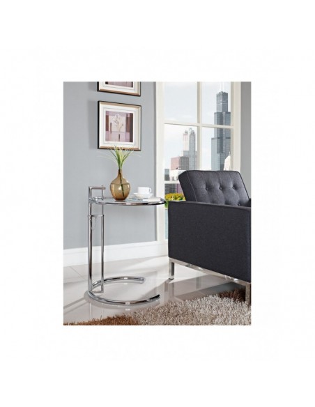 Mesa EG NEW, regulable, acero inoxidable y cristal, 50 cms de diámetro