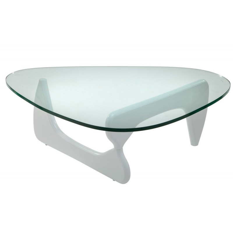 Mesa NOG, baja, lacada blanca, tapa de cristal...