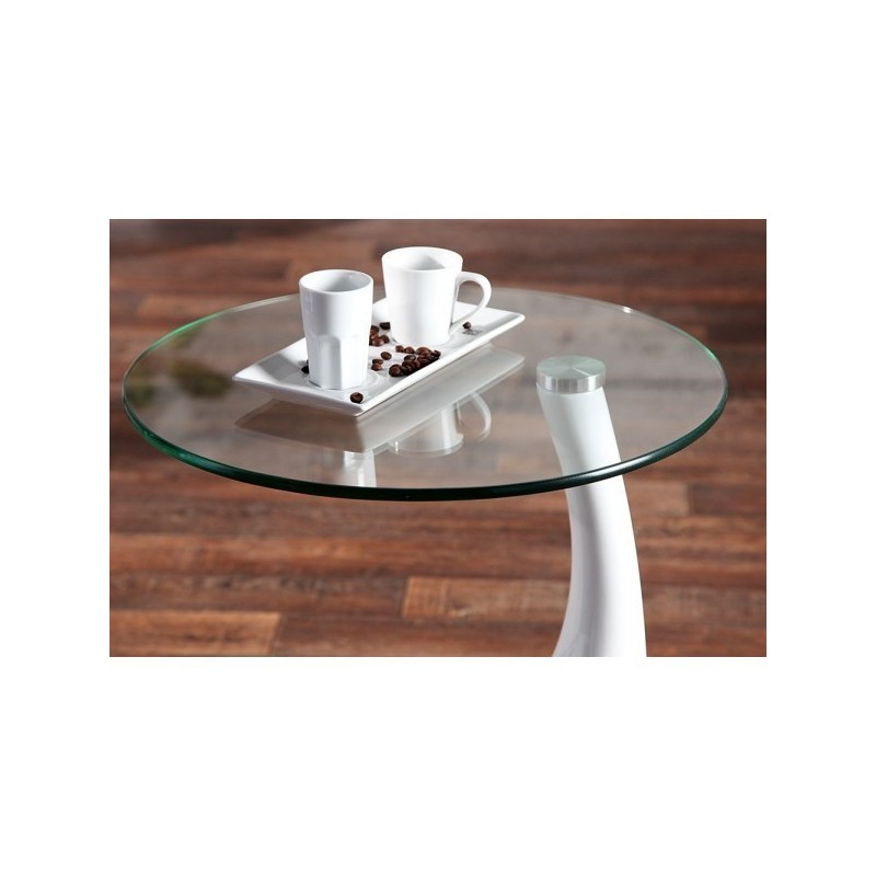 Mesa PEAR, baja, blanca, cristal, 50 cms de...