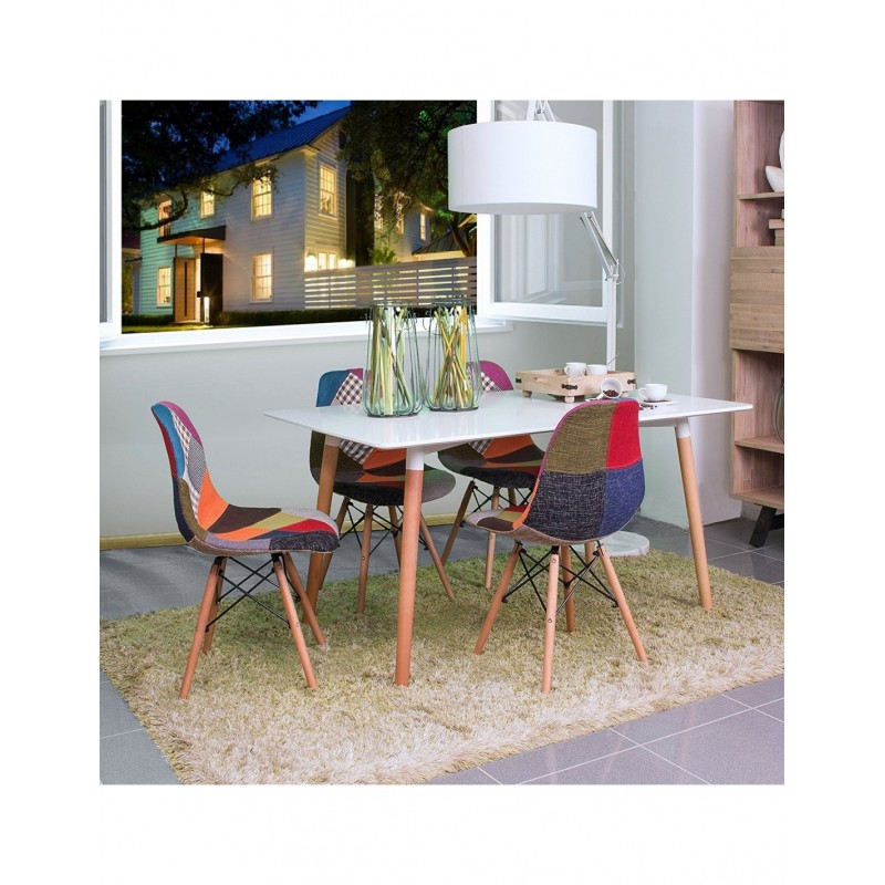 Mesa NURY NEW, madera, tapa blanca, 160 x 80 cms